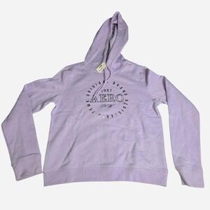 Aeropostale Womens Lavender Purple Graphic Fleece Hoodie Sweatshirt Medium NEW